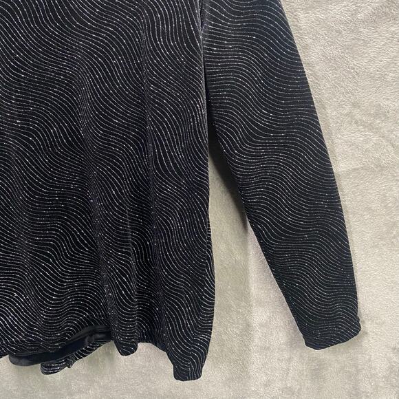 Notations Shirt Jacket XL Black Velvet Open Front‎ Stretch Party Formal Glam - Picture 12 of 15